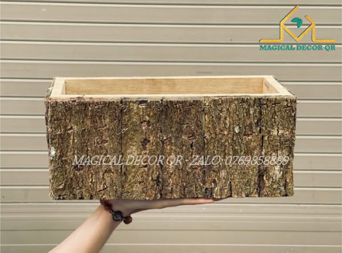 Chậu gỗ chữ nhật 30x13x13