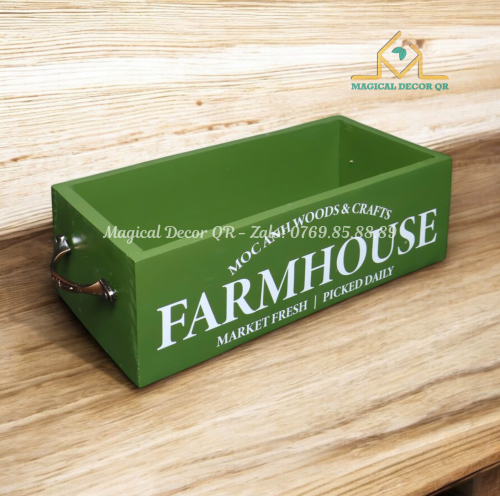 Giỏ gỗ quai cầm- xanh rêu