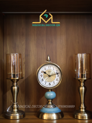 Set Đồng Hồ Xanh Chân Nến Thấp