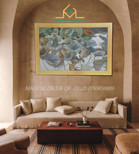 Tranh Sen Hạc Trắng 