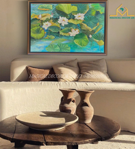 Tranh Sen Xanh Ngọc 